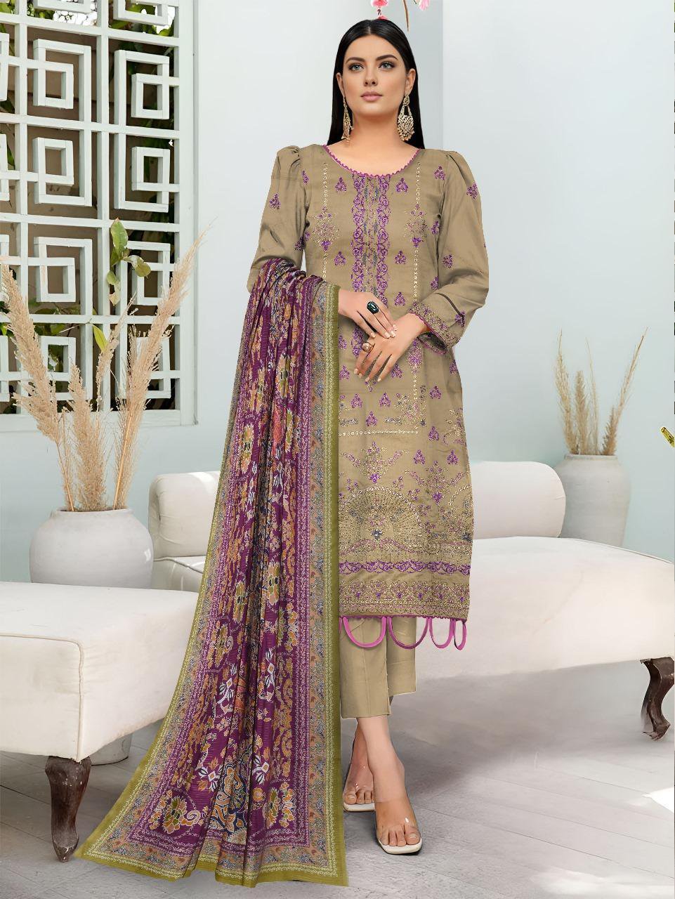 3 Pcs Women's Unstitched