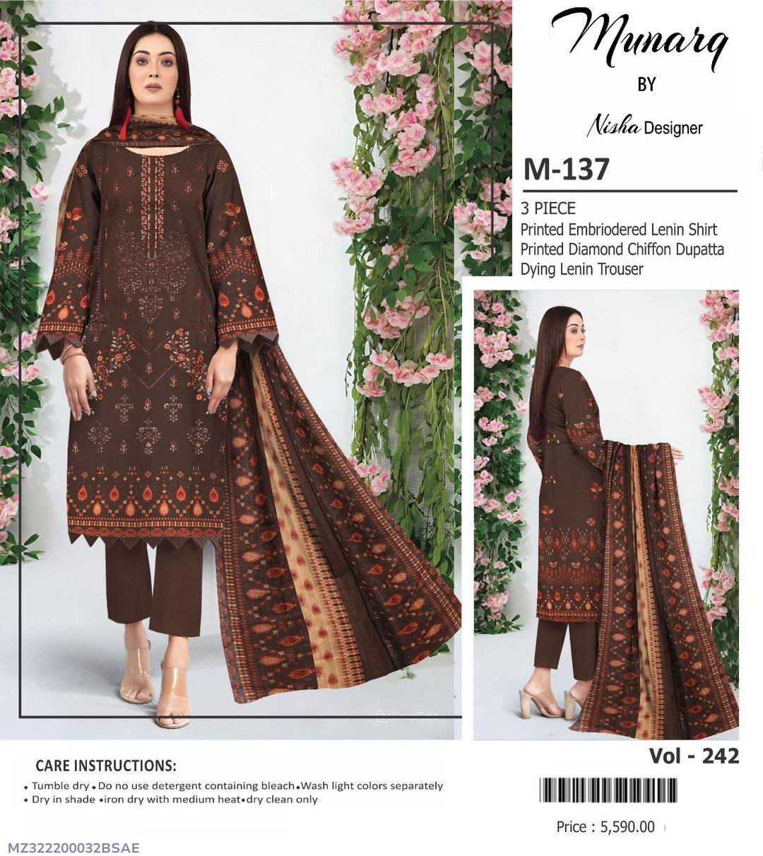 3 Pcs Women's Unstitched