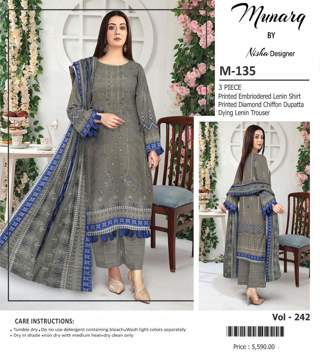 3 Pcs Women's Unstitched