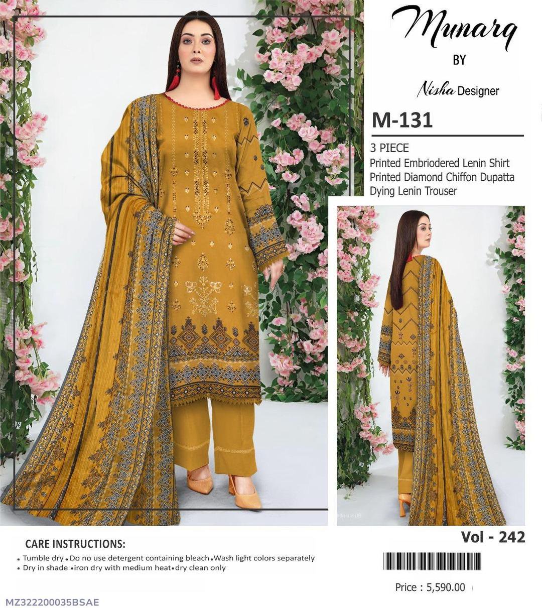 3 Pcs Women's Unstitched