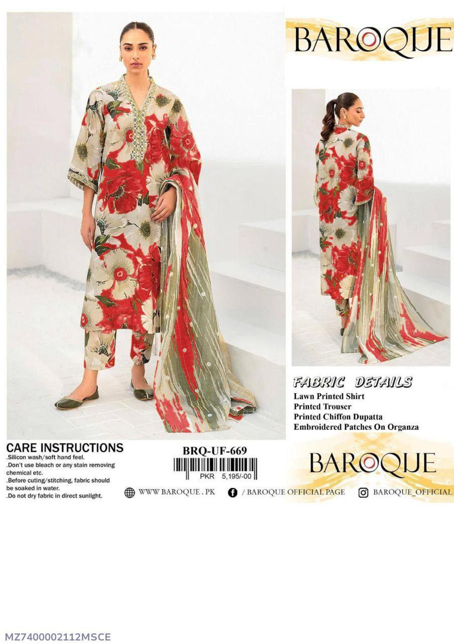 3 Pcs Women's Unstitched