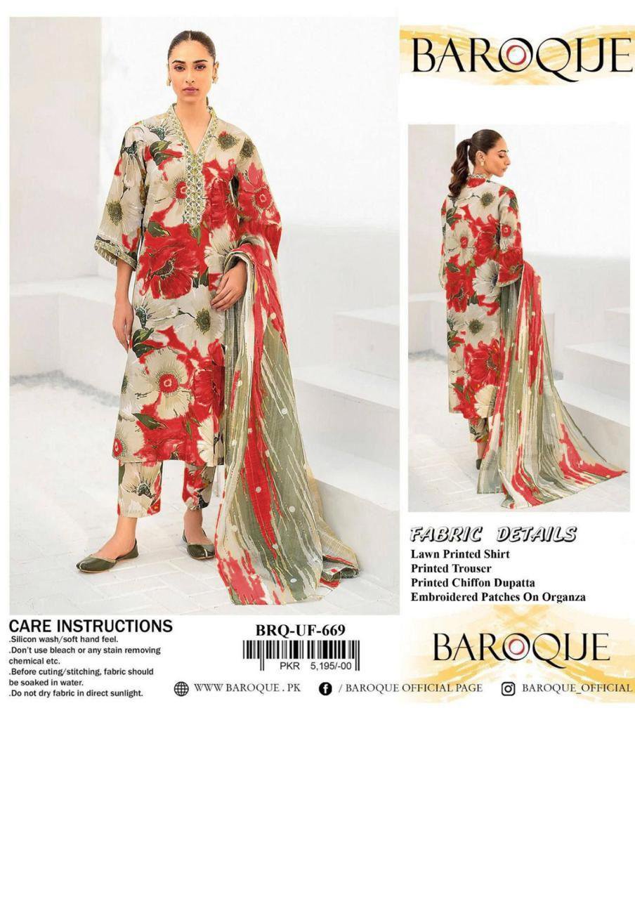 3 Pcs Women's Unstitched