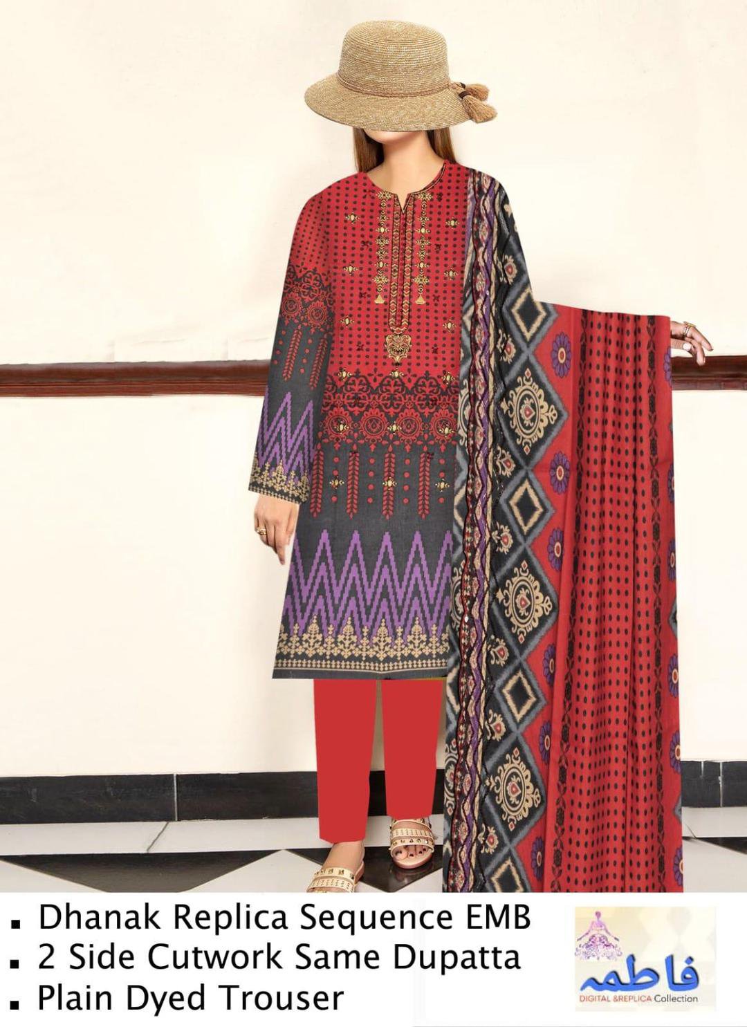 3 Pcs Women's Unstitched