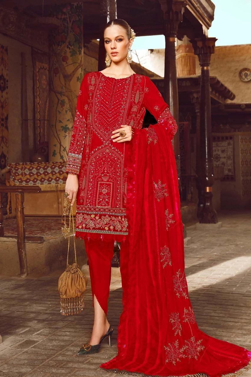 Stunning Red Embroidered Suit