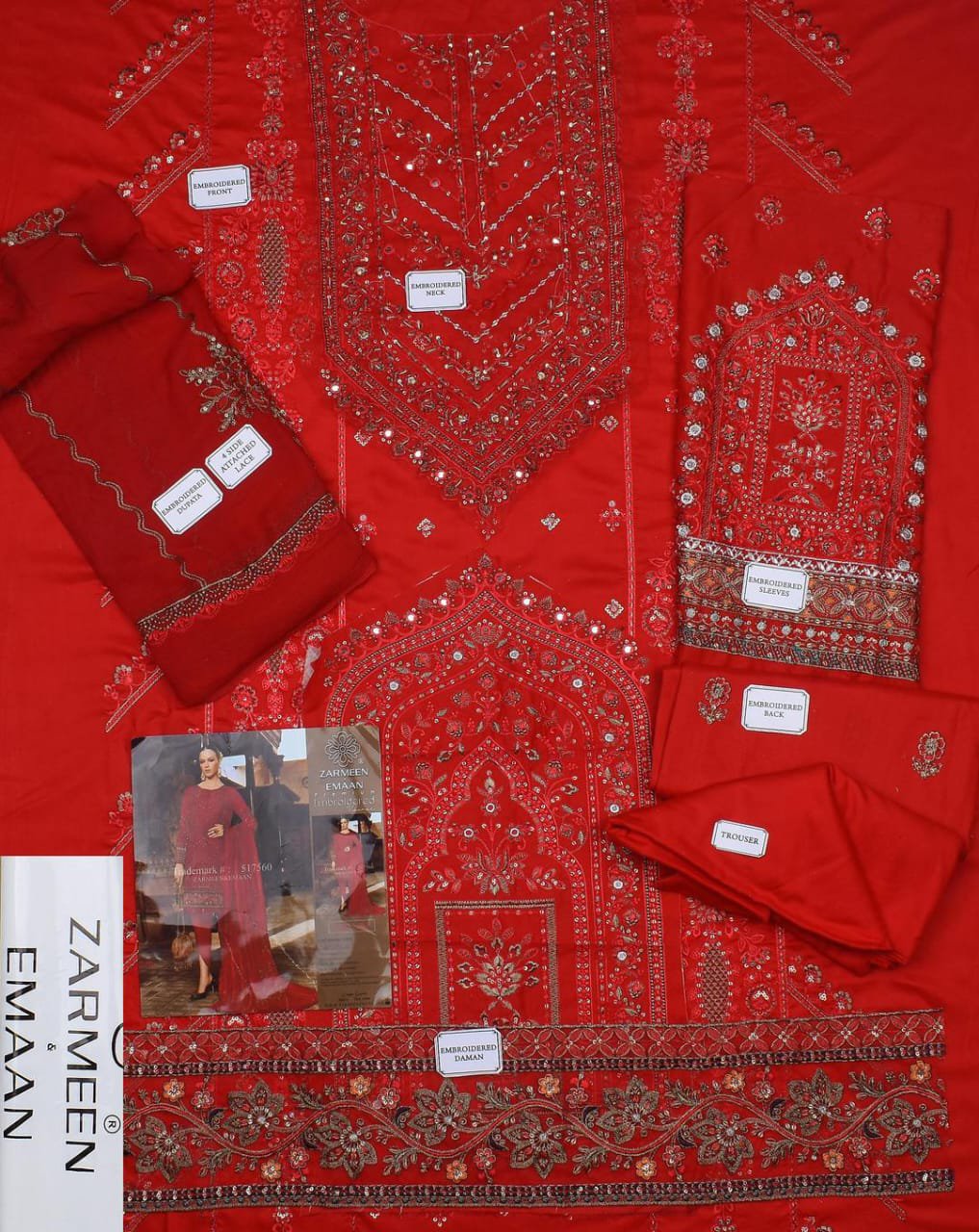 Stunning Red Embroidered Suit