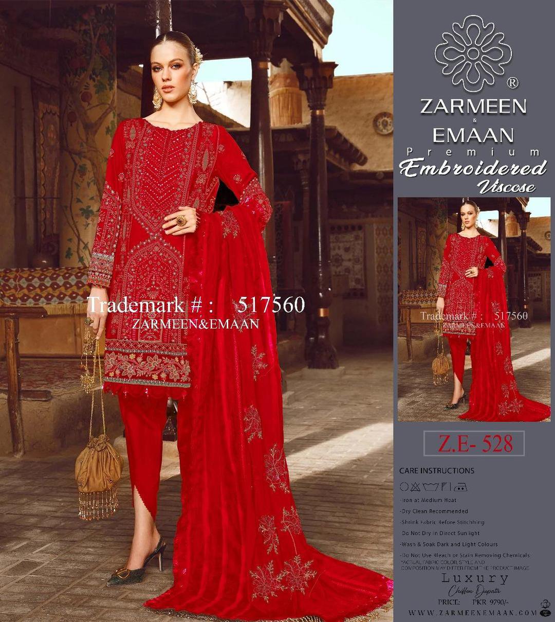 Stunning Red Embroidered Suit