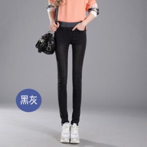 Elastic Waist Fleece-Lined Jeans for Women