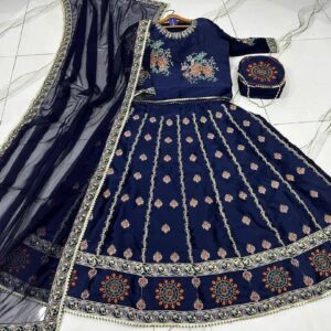 Exquisite 4 Pcs Silk Embroidered Lehenga