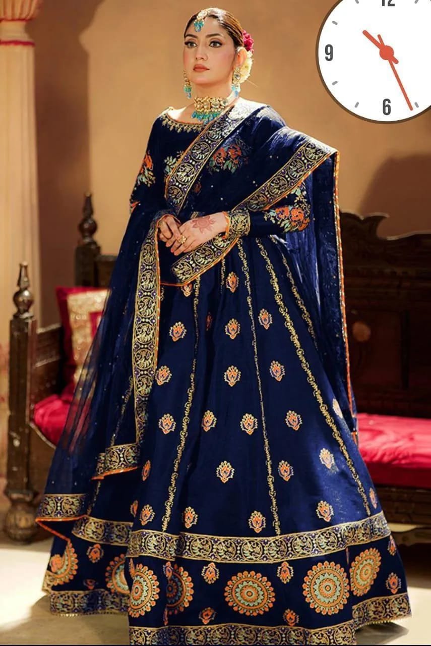 Exquisite 4 Pcs Silk Embroidered Lehenga