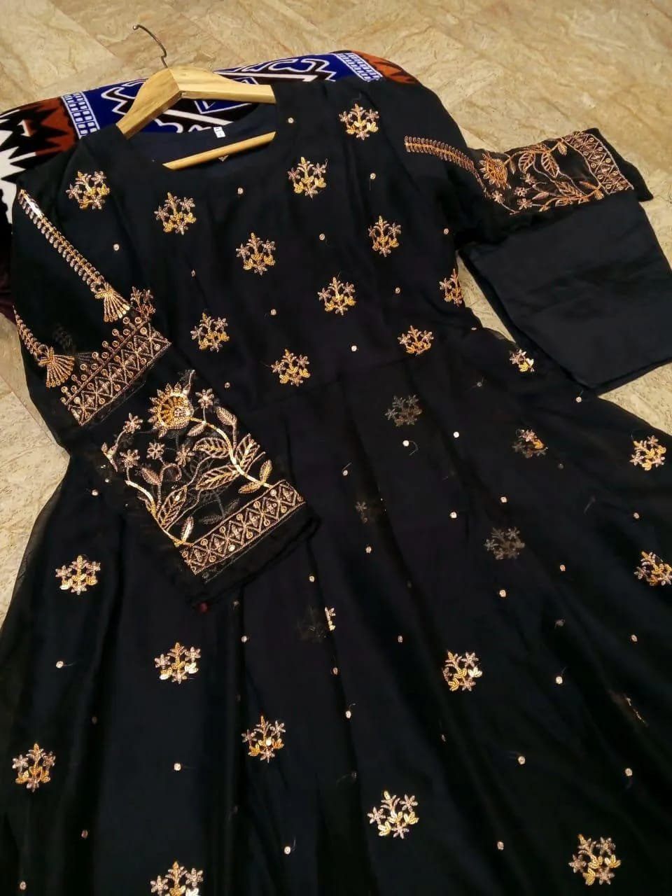 Chiffon Sequins Embroidered Maxi