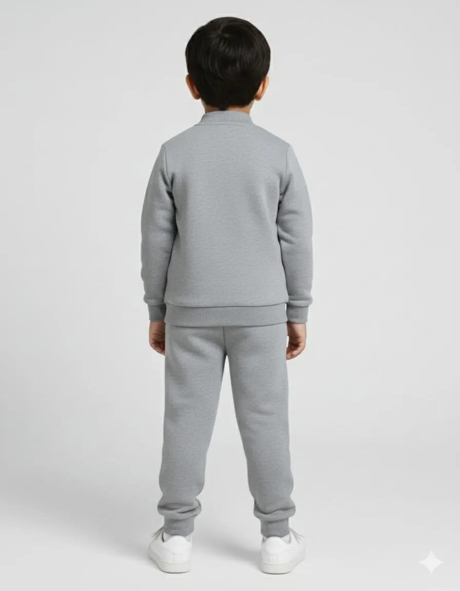 Fleece Plain Zipper Tracksuit