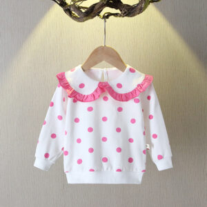 Lapel Polka Dot Kidsren's Sweatshir