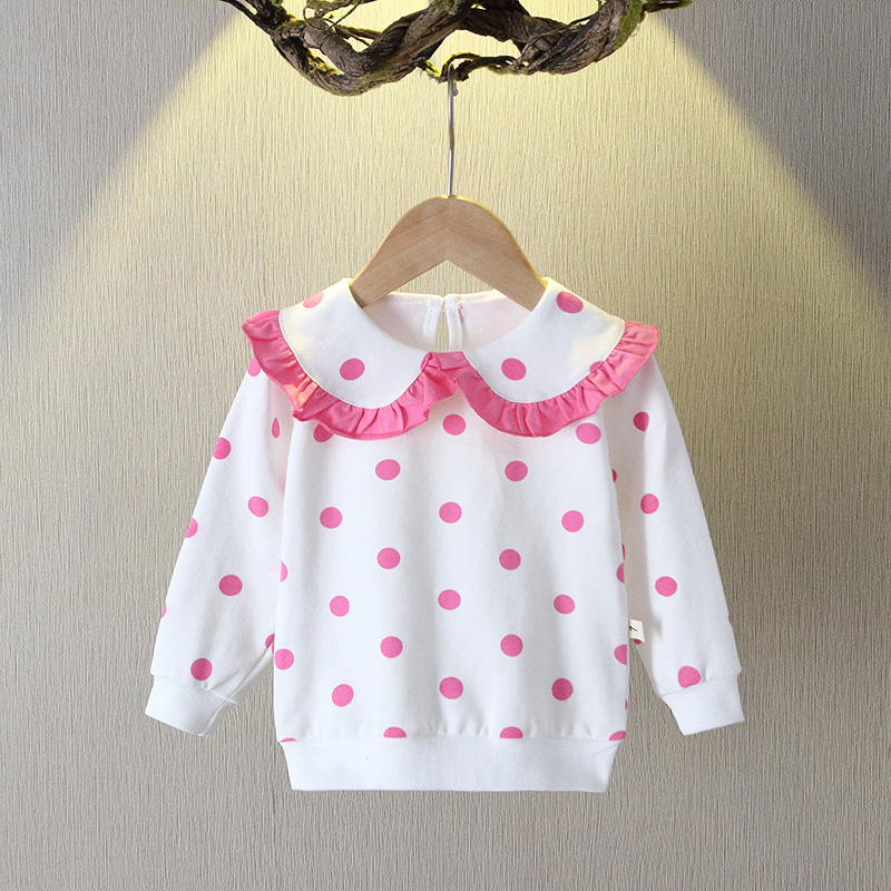 Lapel Polka Dot Kidsren's Sweatshir