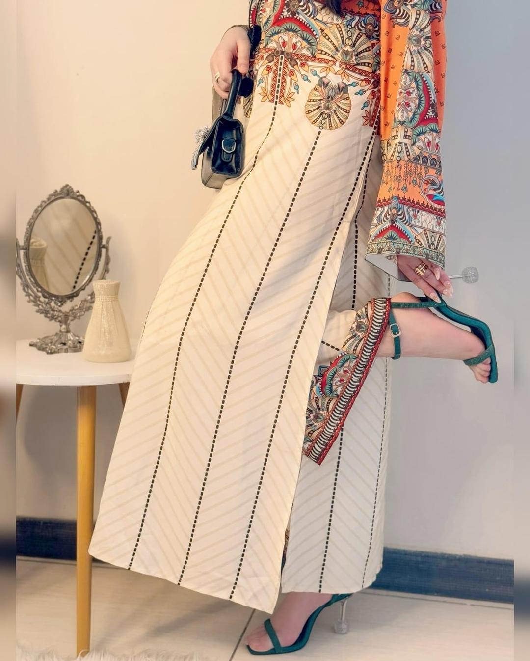 Stitched Printed Silk Shirt And Trouser