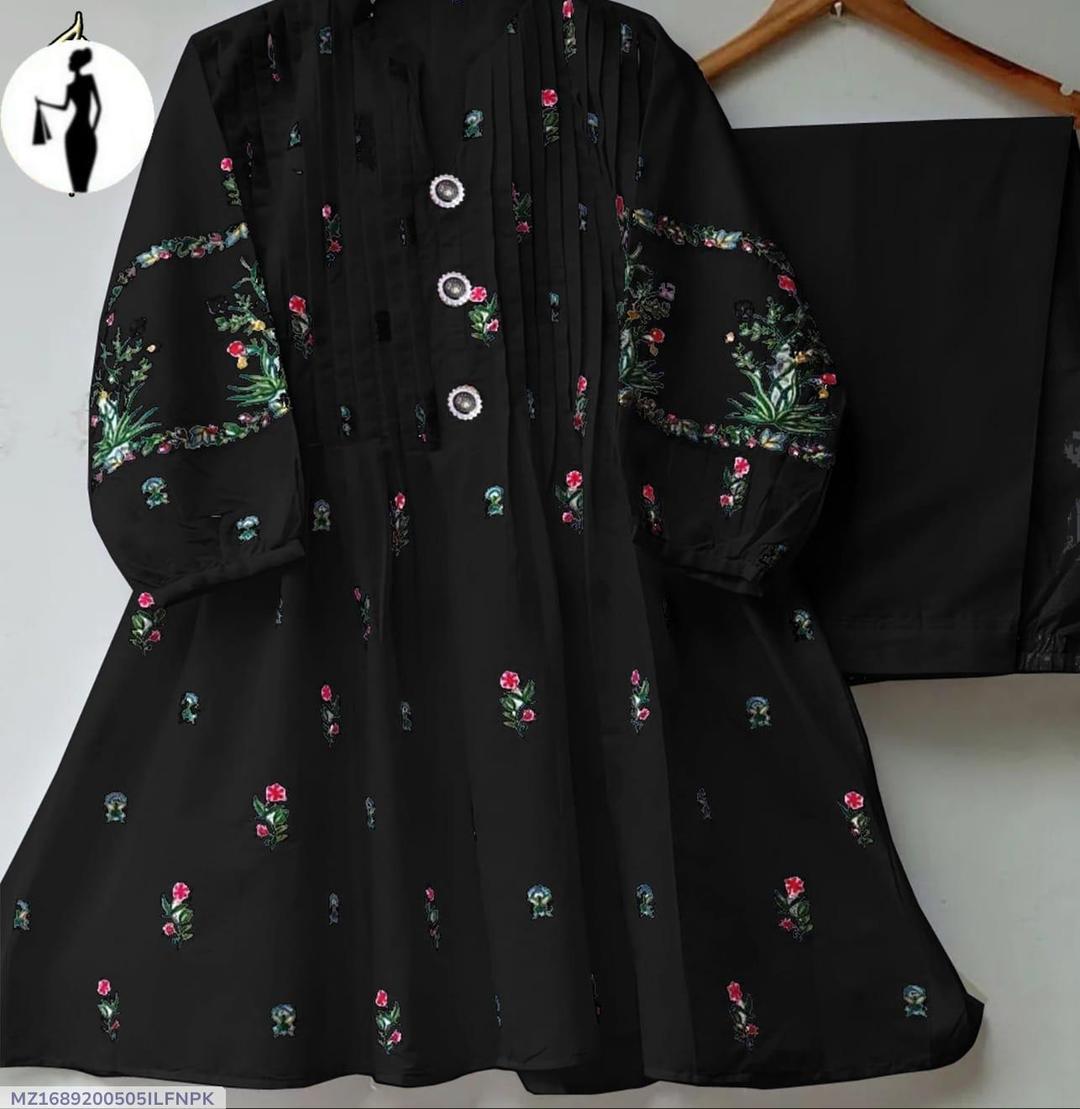 Stitched Cotton Embroidered Shirt And Trouser