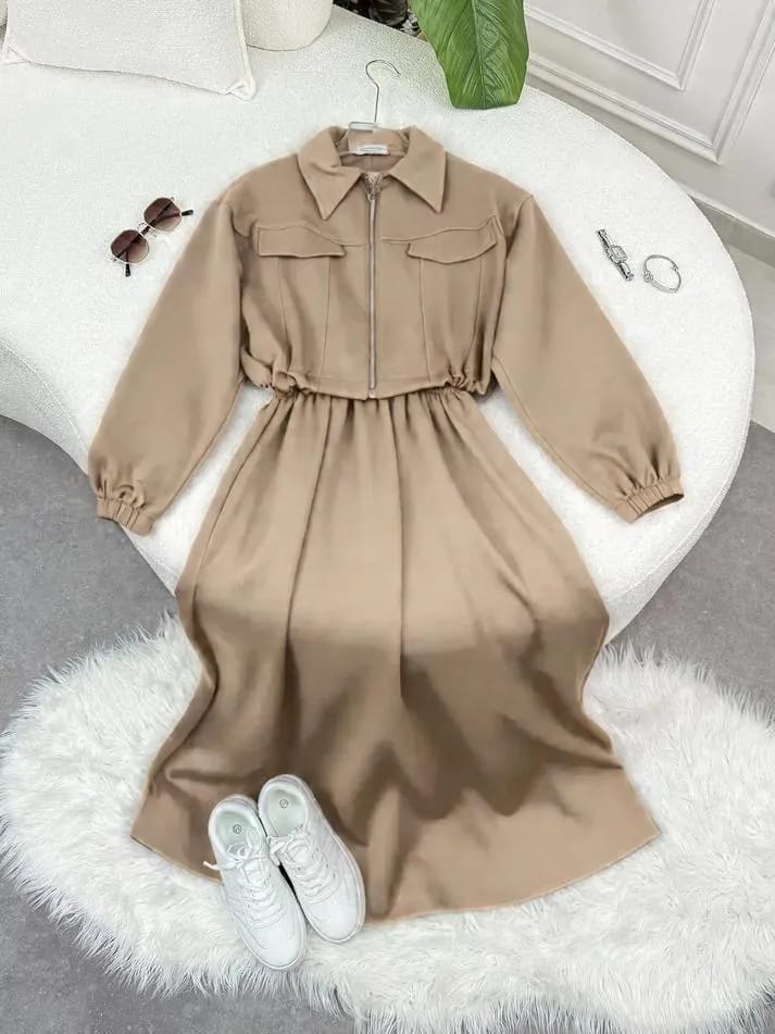 Fleece Plain Zipper Tracksuit