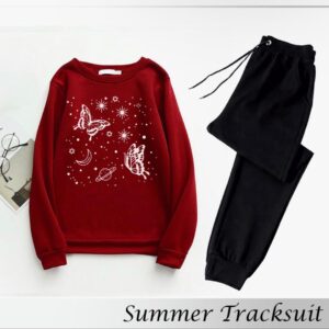 Fleece Printed Sweatshirt Tracksuit