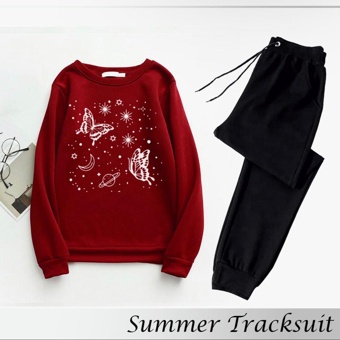 Fleece Printed Sweatshirt Tracksuit