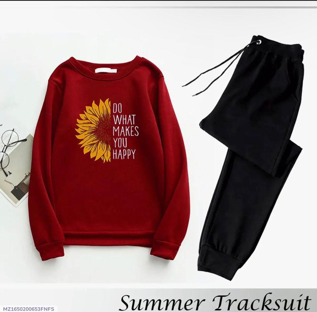 Fleece Printed Sweatshirt Tracksuit