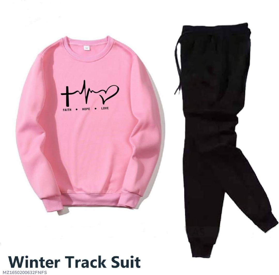 Fleece Printed Sweatshirt Tracksuit