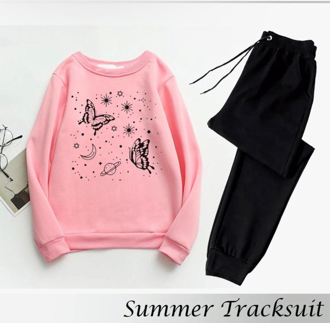Fleece Printed Sweatshirt Tracksuit