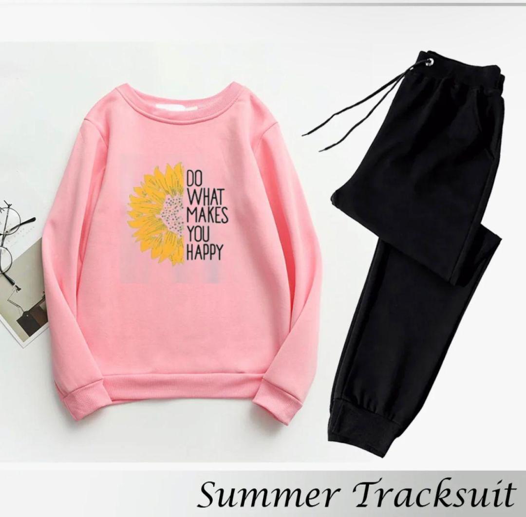 Fleece Printed Sweatshirt Tracksuit