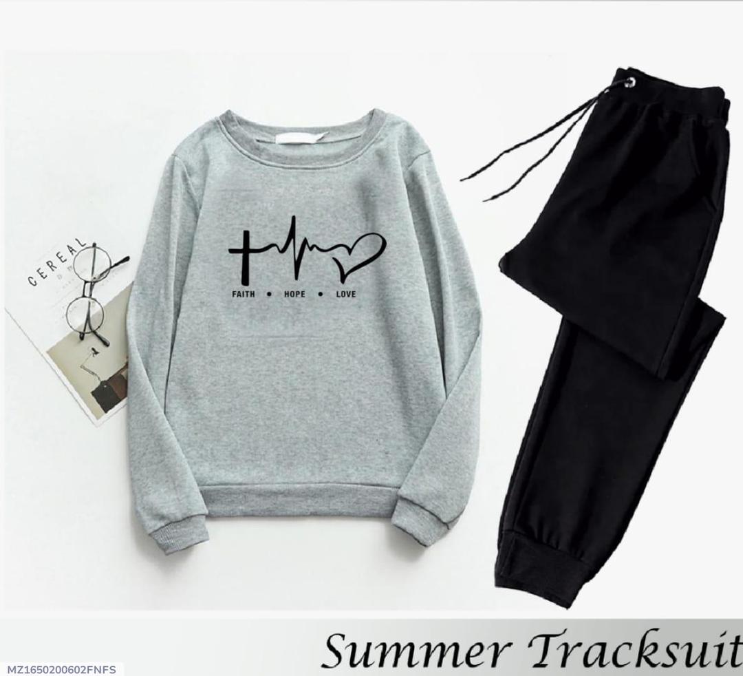 Fleece Printed Sweatshirt Tracksuit