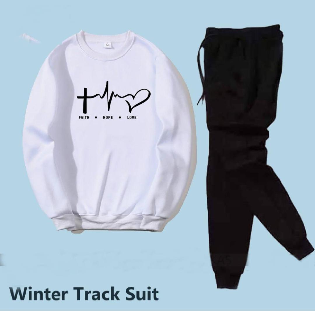 Fleece Printed Sweatshirt Tracksuit