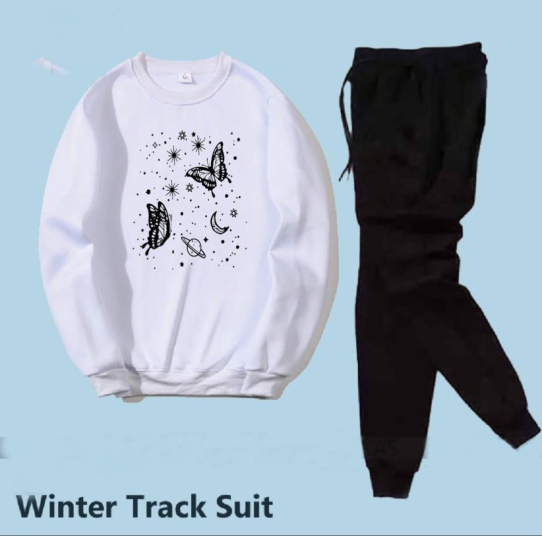 Fleece Printed Sweatshirt Tracksuit