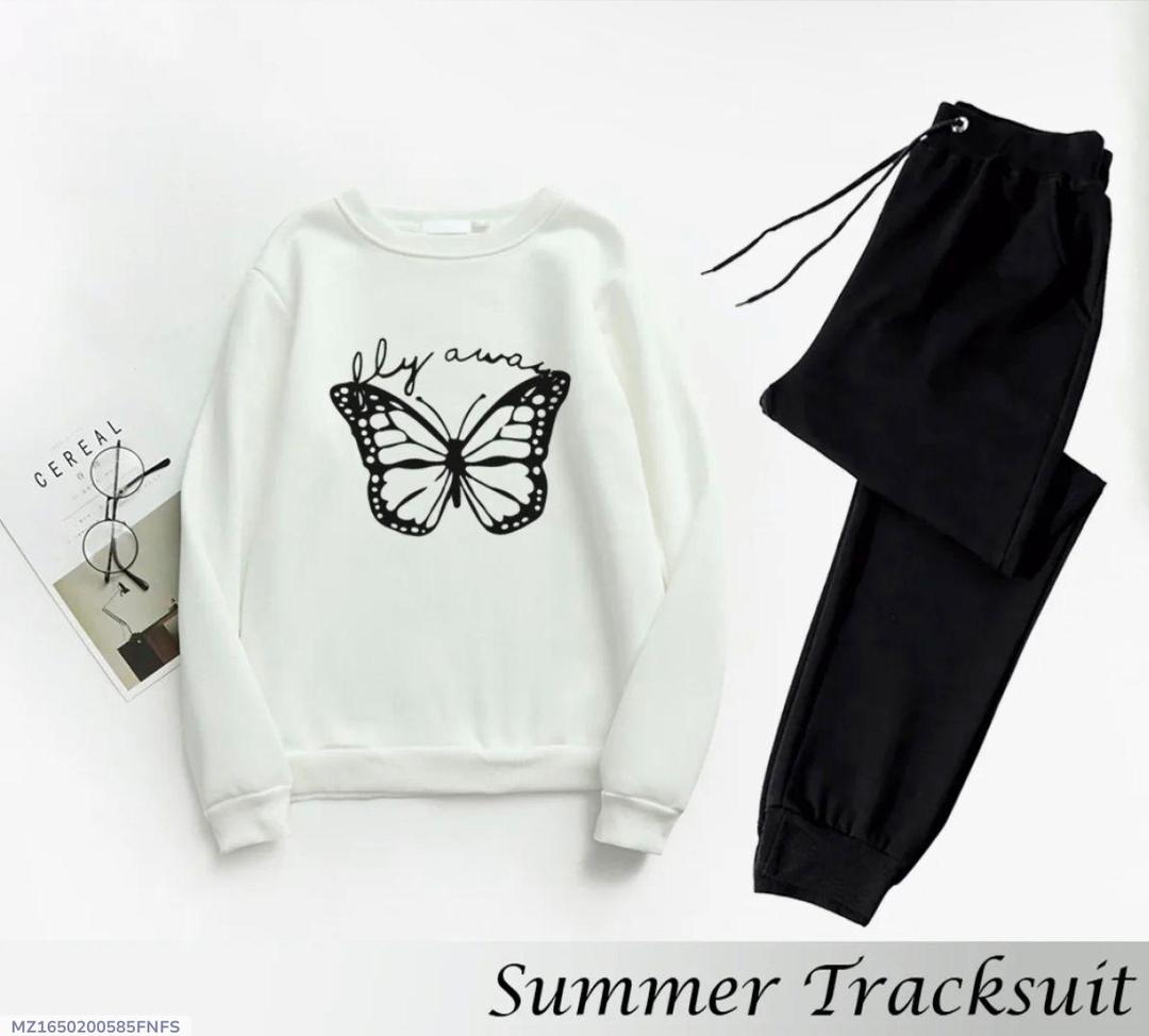 Fleece Printed Sweatshirt Tracksuit