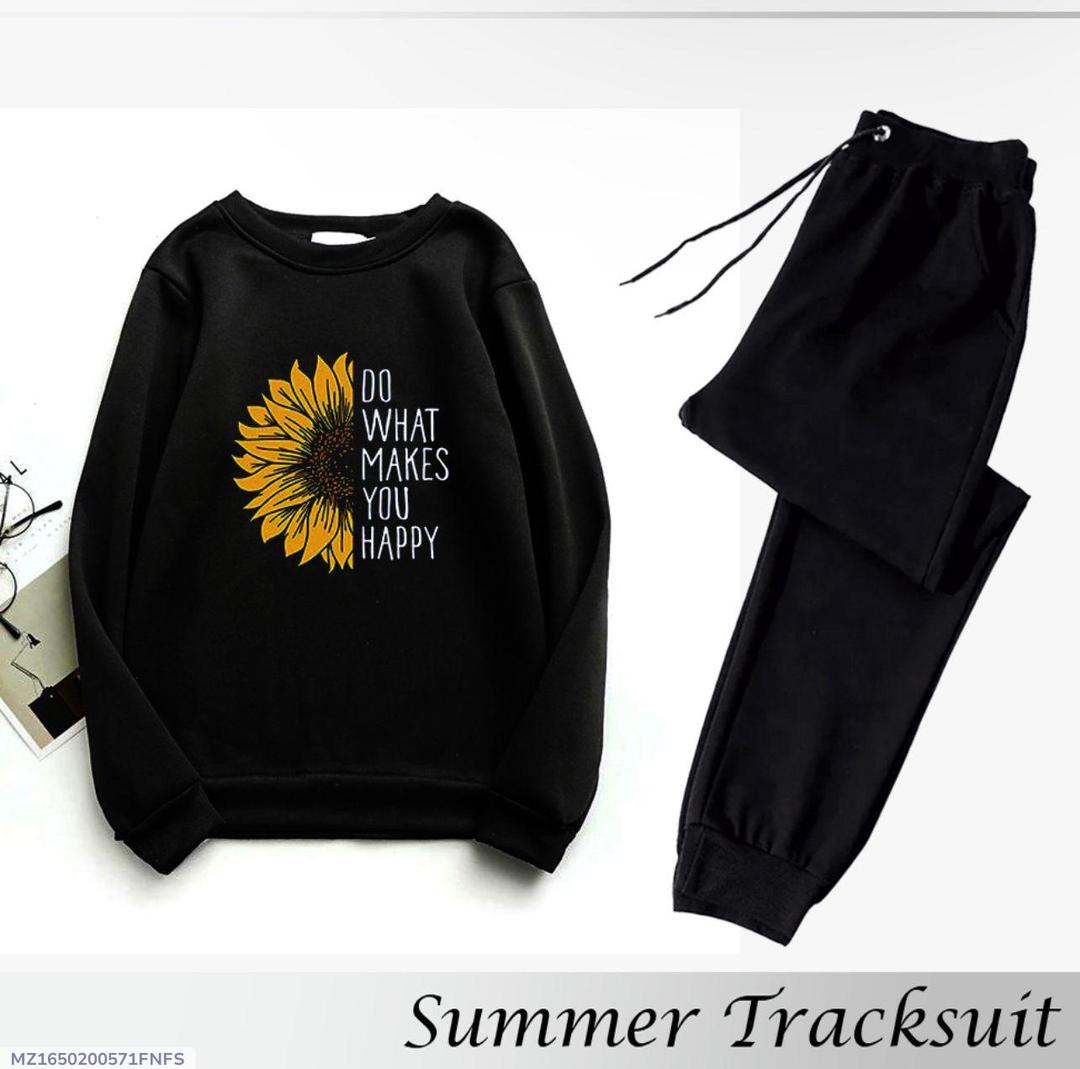 Fleece Printed Sweatshirt Tracksuit