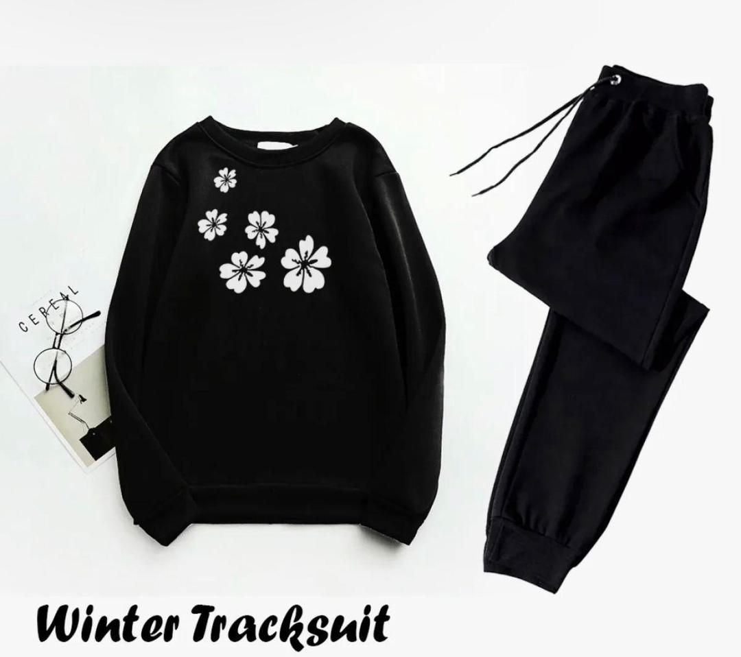 Fleece Printed Sweatshirt Tracksuit