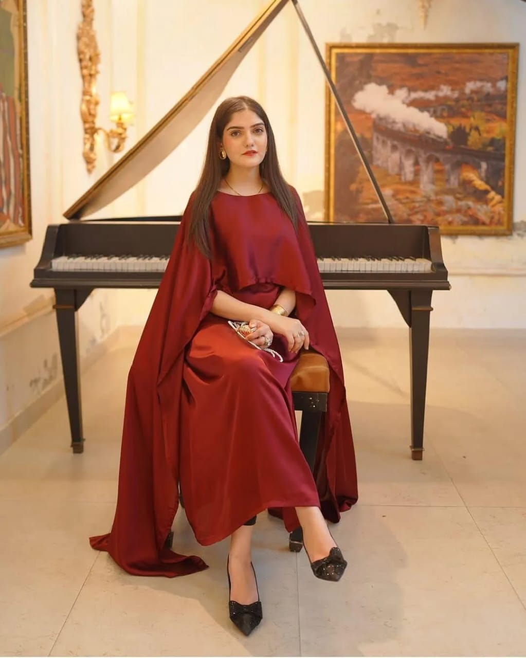 Shamoz Silk Plain Maxi And Jacket