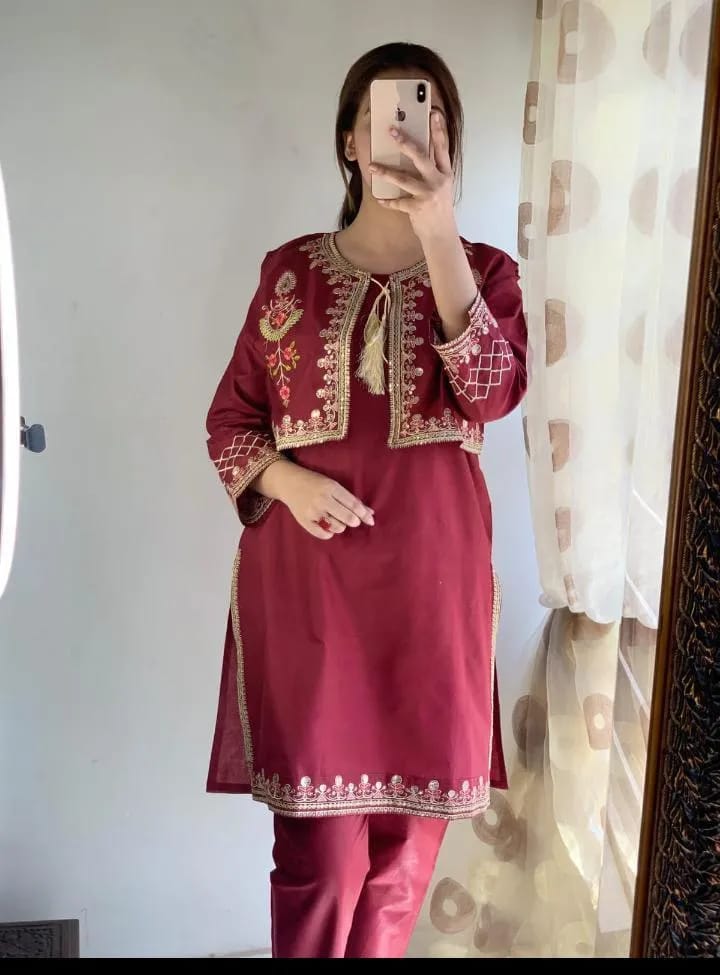 Linen Embroidered Shirt And Trouser