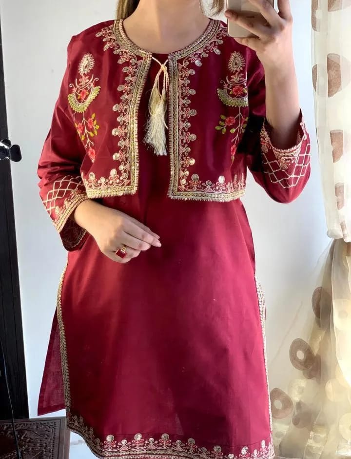 Linen Embroidered Shirt And Trouser