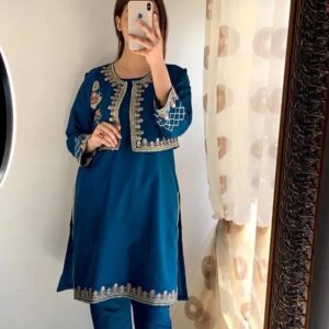 Linen Embroidered Shirt And Trouser