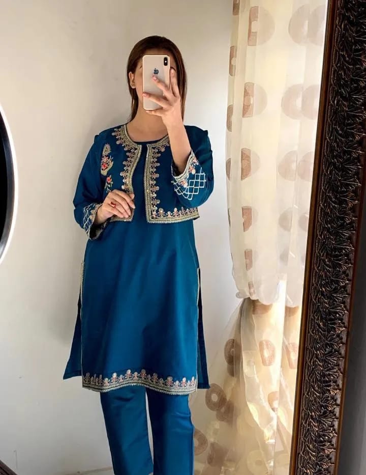 Linen Embroidered Shirt And Trouser