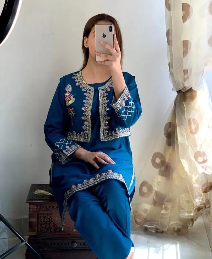 Linen Embroidered Shirt And Trouser