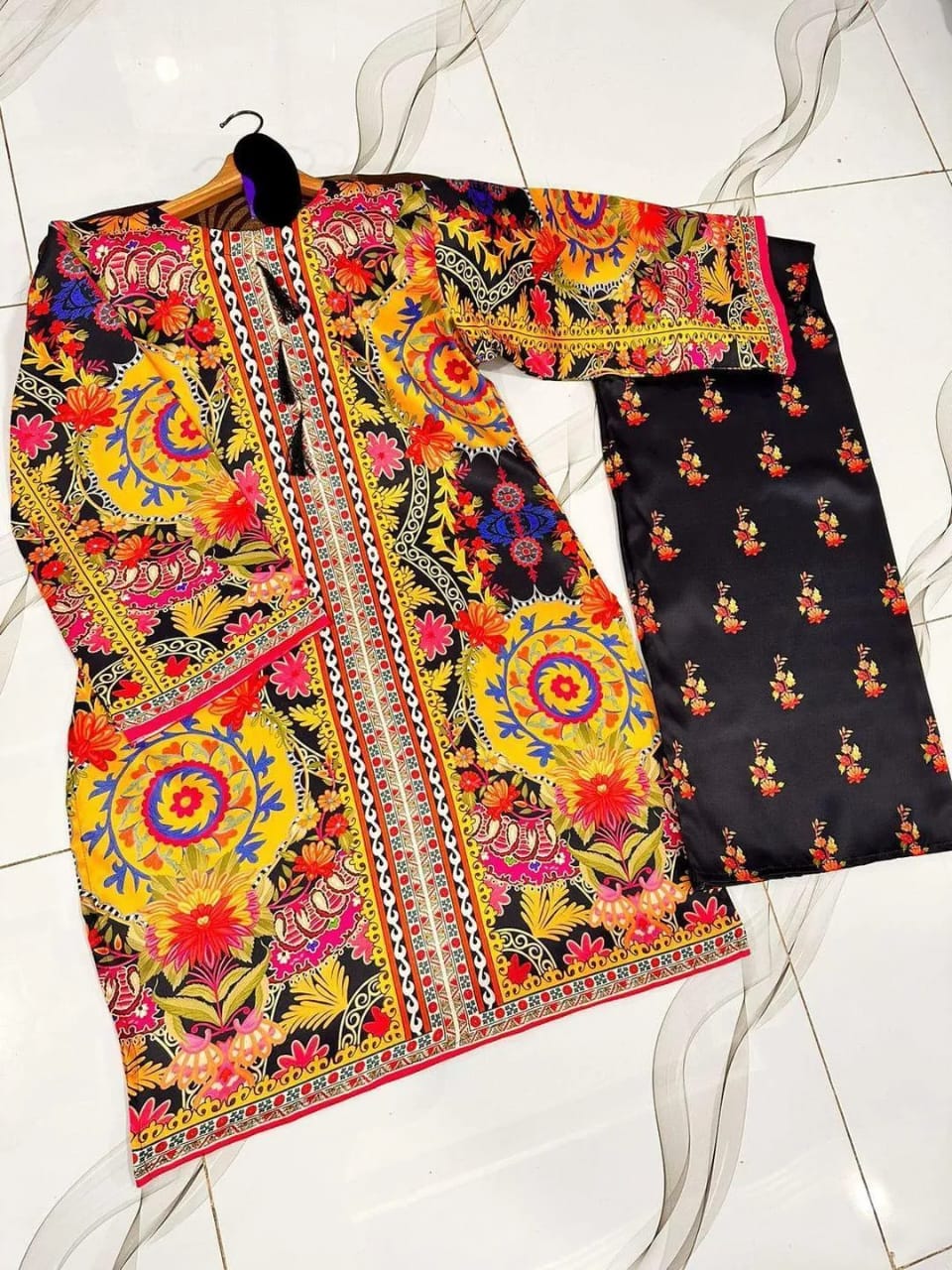 Silk Digital Print Shirt And Trouse