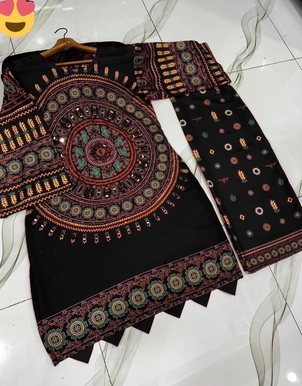 Swiss Lawn Mirror Work Shirt And Trouser