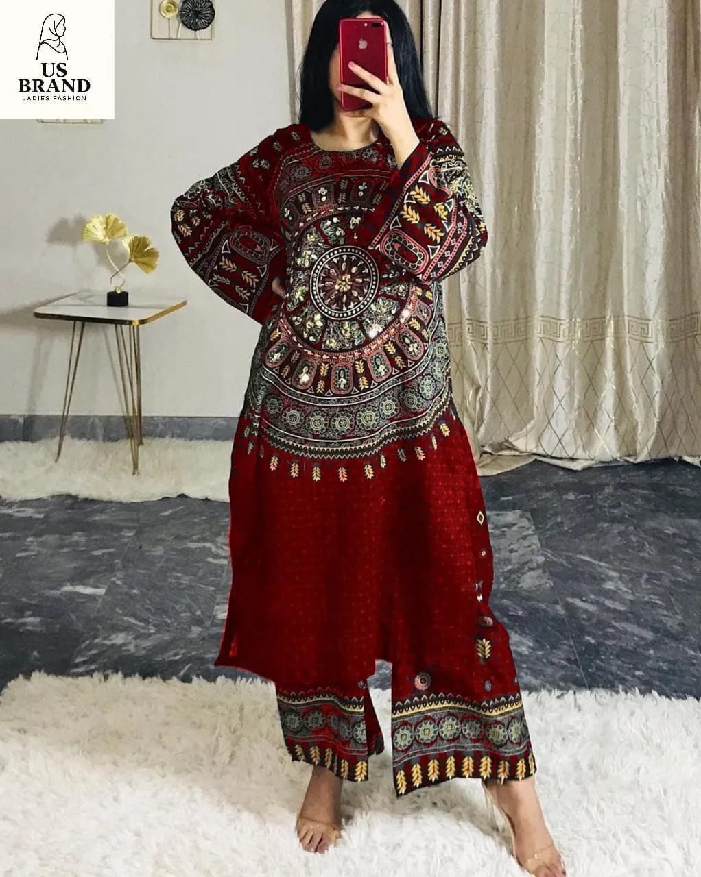 Swiss Lawn Mirror Work Shirt And Trouser