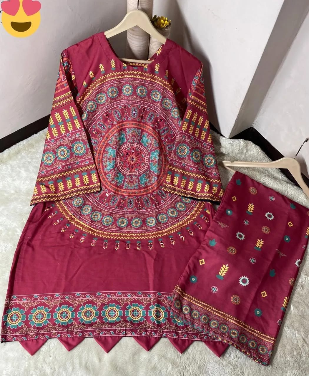 Swiss Lawn Mirror Work Shirt And Trouser