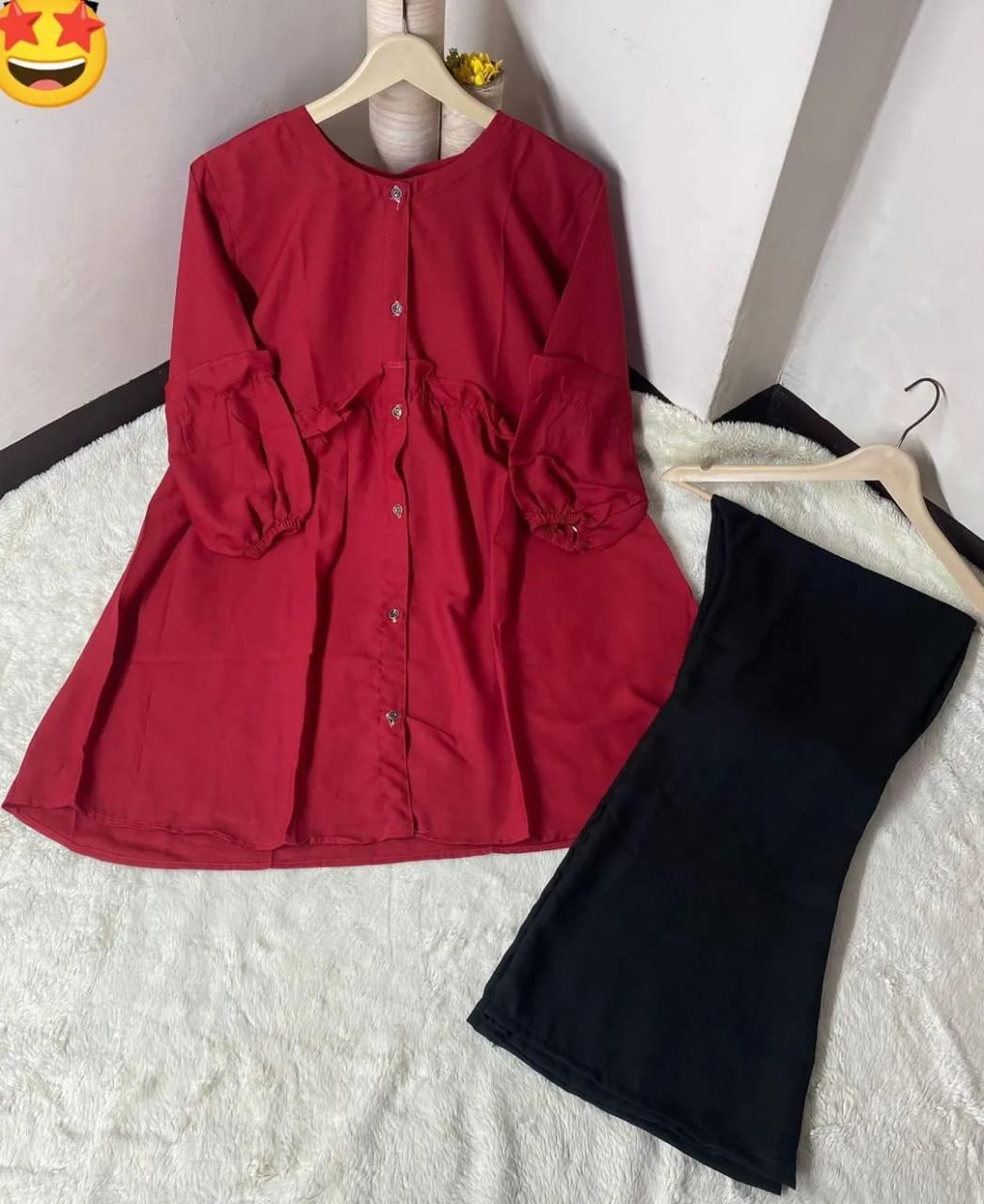 Georgette Plain Shirt And Trouser