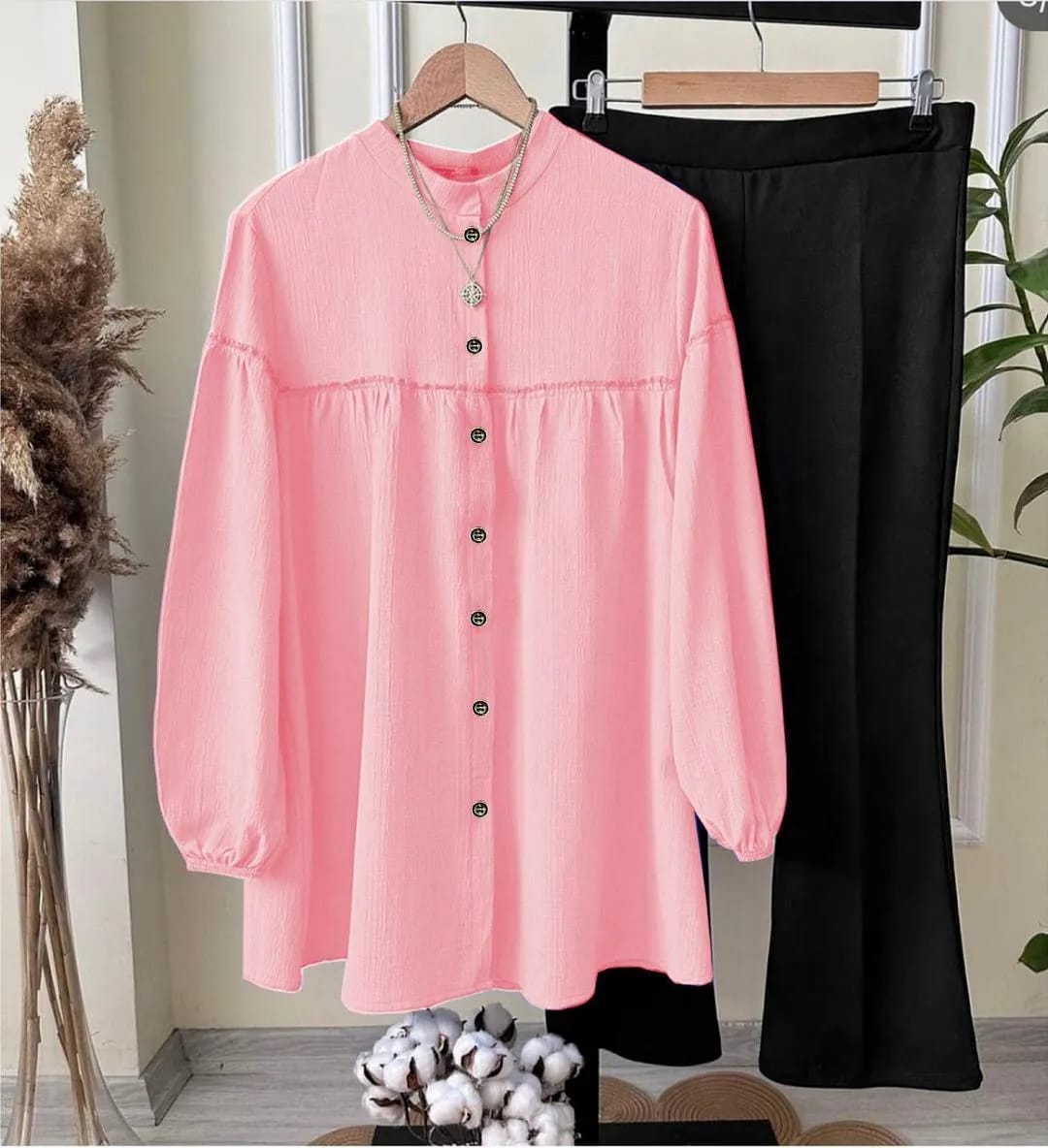 Georgette Plain Shirt And Trouser