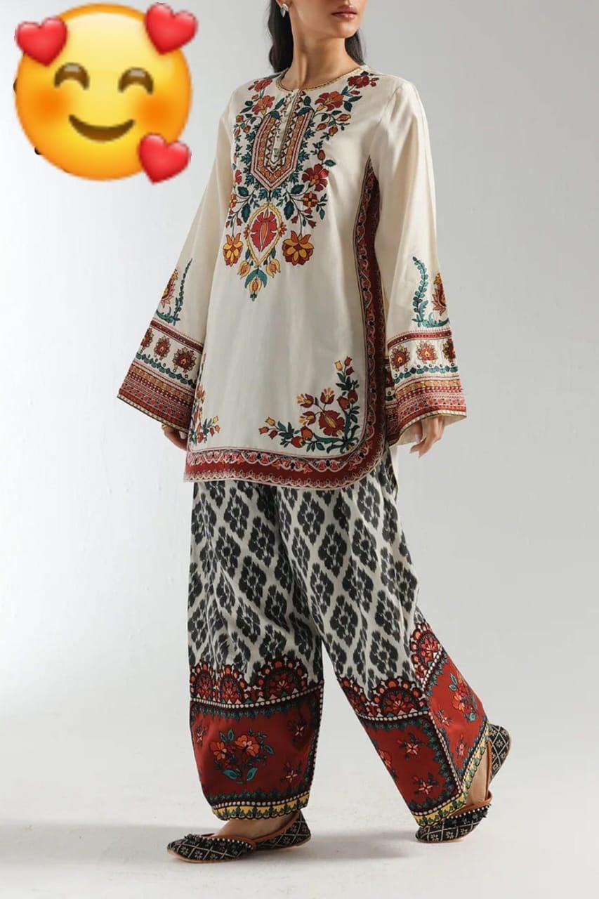 Swiss Lawn Printed Shirt And Trouser