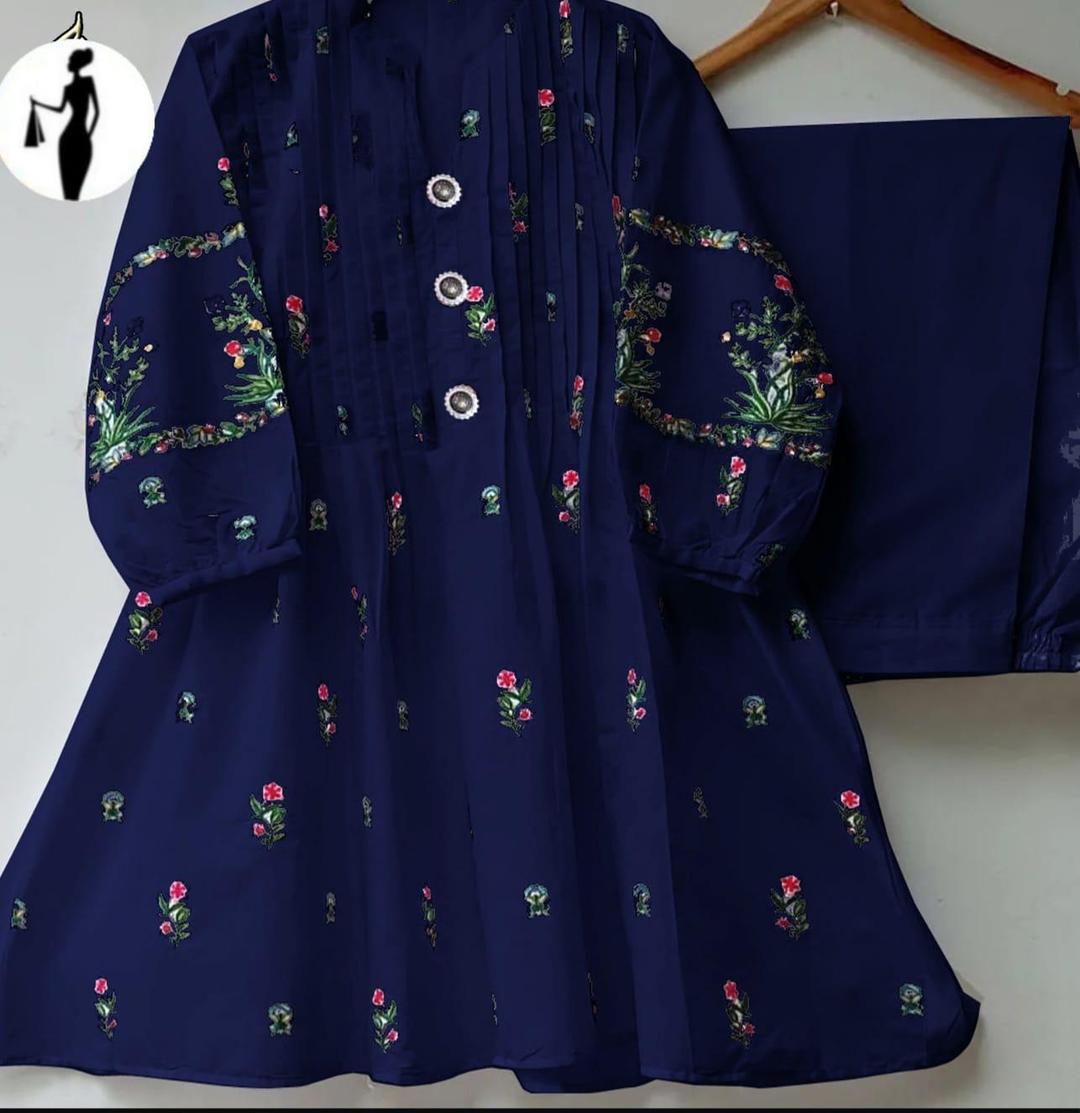 Stitched Cotton Embroidered Shirt And Trouser