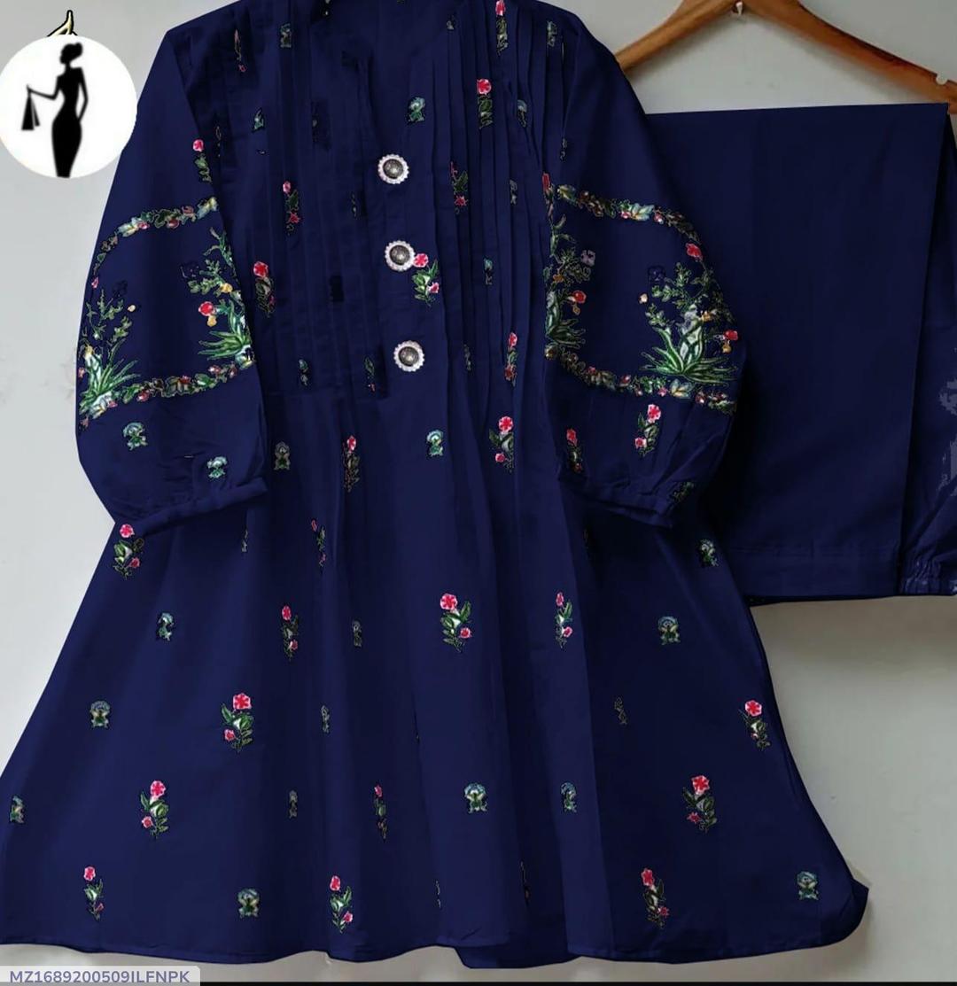 Stitched Cotton Embroidered Shirt And Trouser