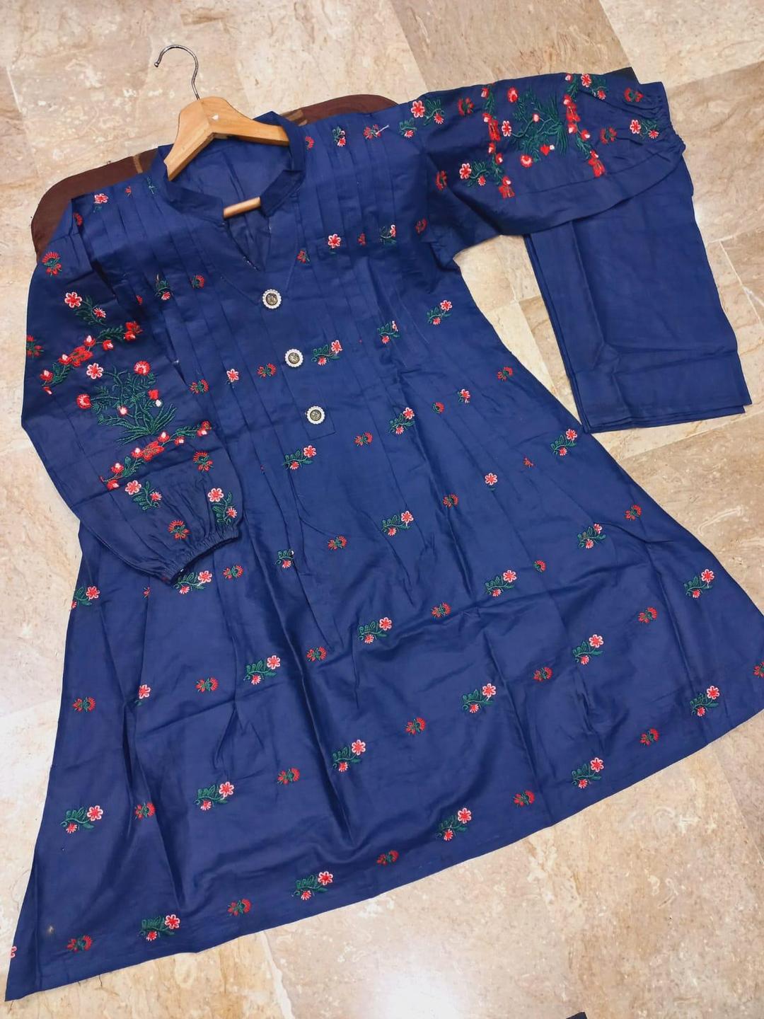 Stitched Cotton Embroidered Shirt And Trouser