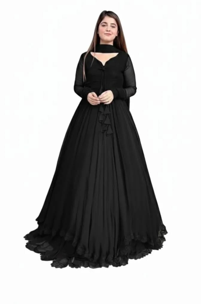 Black Chiffon Frock and Dupatta