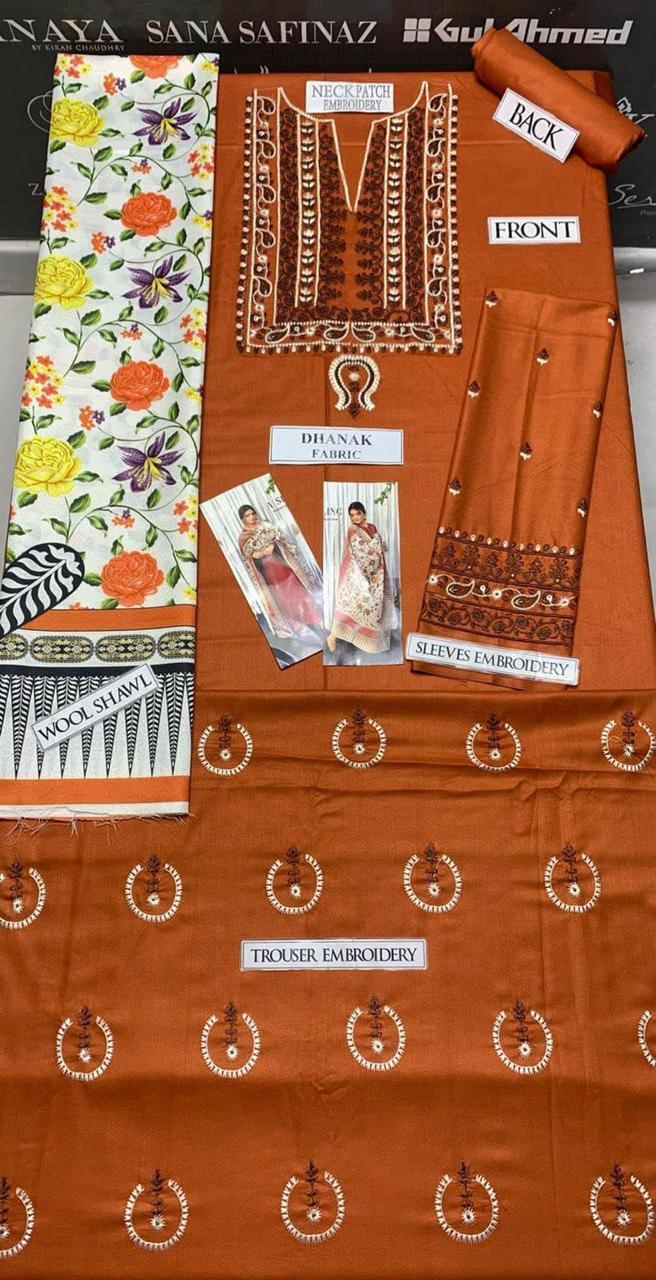 Unstitched Dhanak Embroidered